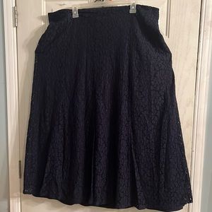 Cato navy blue lace lined skirt.